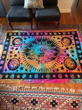 Multicolor Sun & Moon Tapestry Wall Hanging - Boho Home Decor